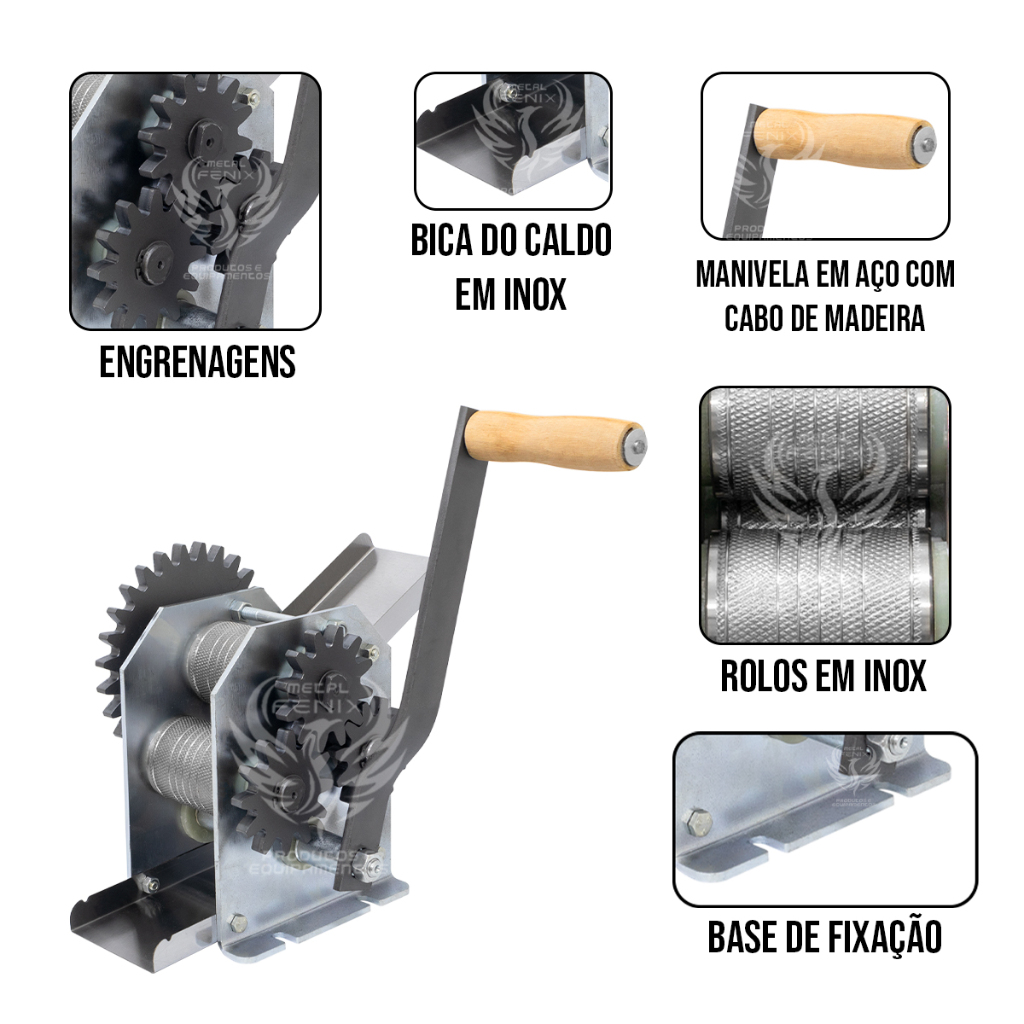 Engenho Garapeira 3 Moendas Inox Manual Para Fazer Garapa Caldo de Cana