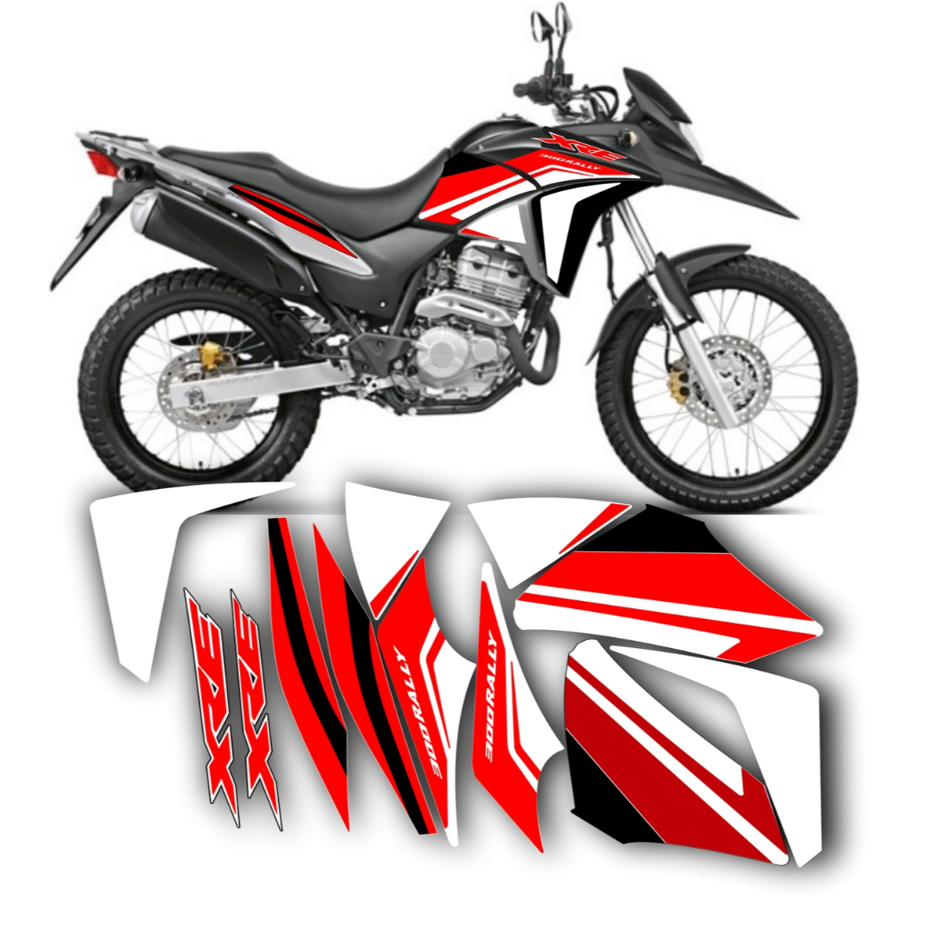 Kit Adesivos Compatível Com XRE 300 Rally 2009 a 2015 Moto Preta Varias Cores
