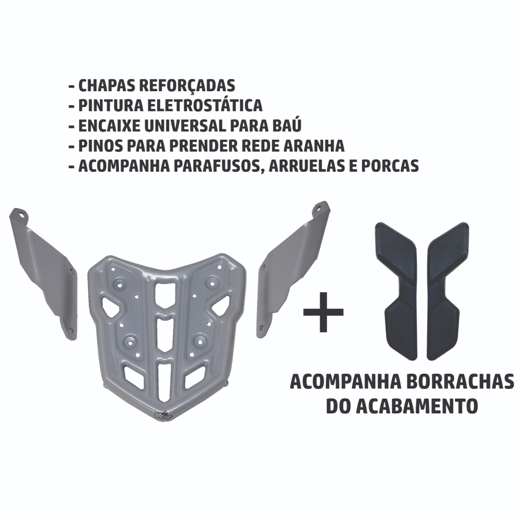 BAGAGEIRO XTZ LANDER 250 2019 A 2026 PRATA MA ACESSÓRIOS