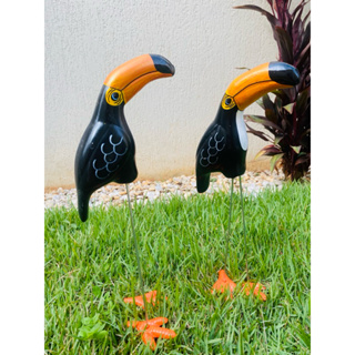 2 Tucano Realista Para Jardim Enfeite Realista Casal de Tucano em Oferta na Shopee