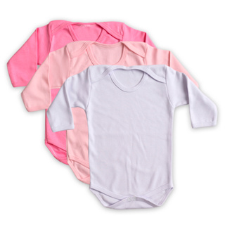 KIT 3 PEÇAS BODY BEBÊ MANGA LONGA SUEDINE 100% ALGODÃO em Oferta na Shopee