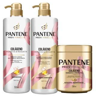 Kit Pantene Shampoo 510ml, Condicionador 510ml e Máscara Colágeno 550ml em Oferta na Shopee