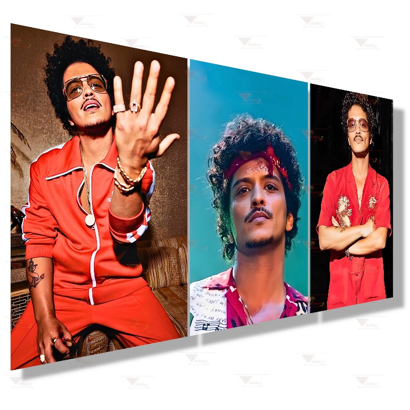 Kit 3 Quadros Decorativos Cantor Bruno Mars Músico Bonde do BRUNÃO Excelente Qualidade
