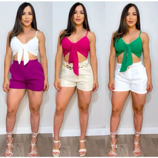 Cropped Feminino Top Laxtes atras com Bojo D-27 em Oferta na Shopee