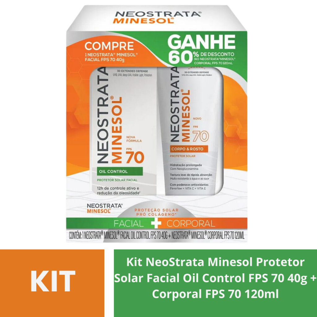 Kit NeoStrata Minesol Protetor Solar Facial Oil Control FPS 70 40g + Corporal FPS 70 120ml