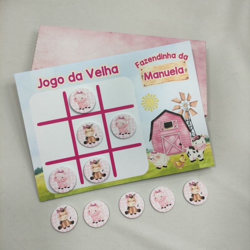 Jogo da Velha - Lembrancinha de Aniversário de Fazendinha - Papelaria Personalizada Fazendinha