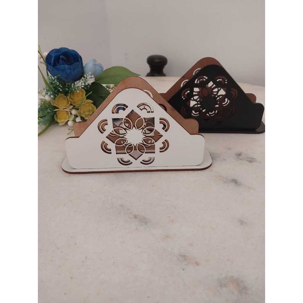 10 Porta Guardanapos em MDF Preto, Branco ou Cru Mandala, Flor, organização de mesa, decoração