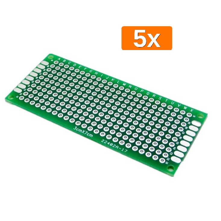 5 Unidades Placa 30x70mm Perfurada Dupla Face para Soldagem Dois Lados