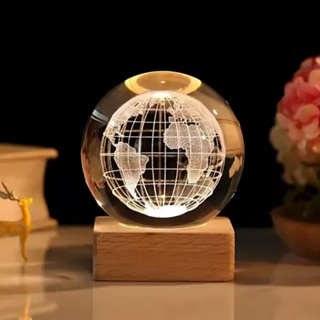 Luminária Cristal de Mesa Sistema Solar Saturno Lua Galáxia LED Base Madeira Enfeite Decorativo Casa em Oferta na Shopee