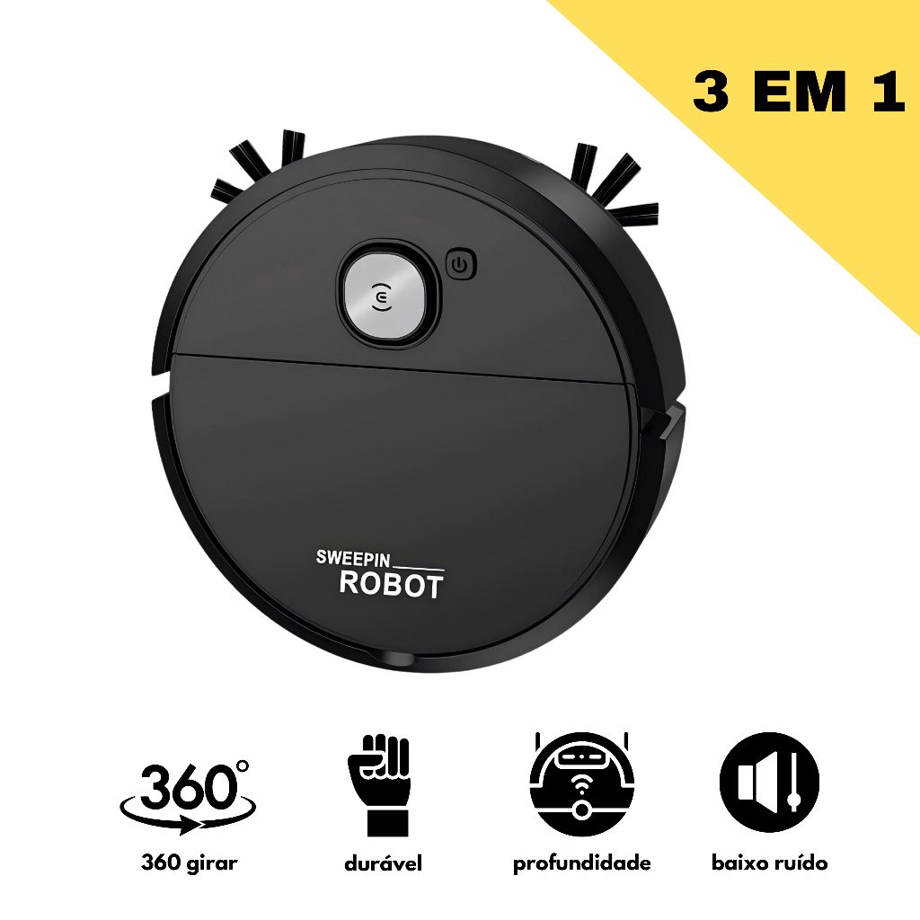 Imagem Robô Varredora/Aspirador De Pó Automática 3 Em 1 Limpeza Doméstica Robótico Inteligente E Silencioso