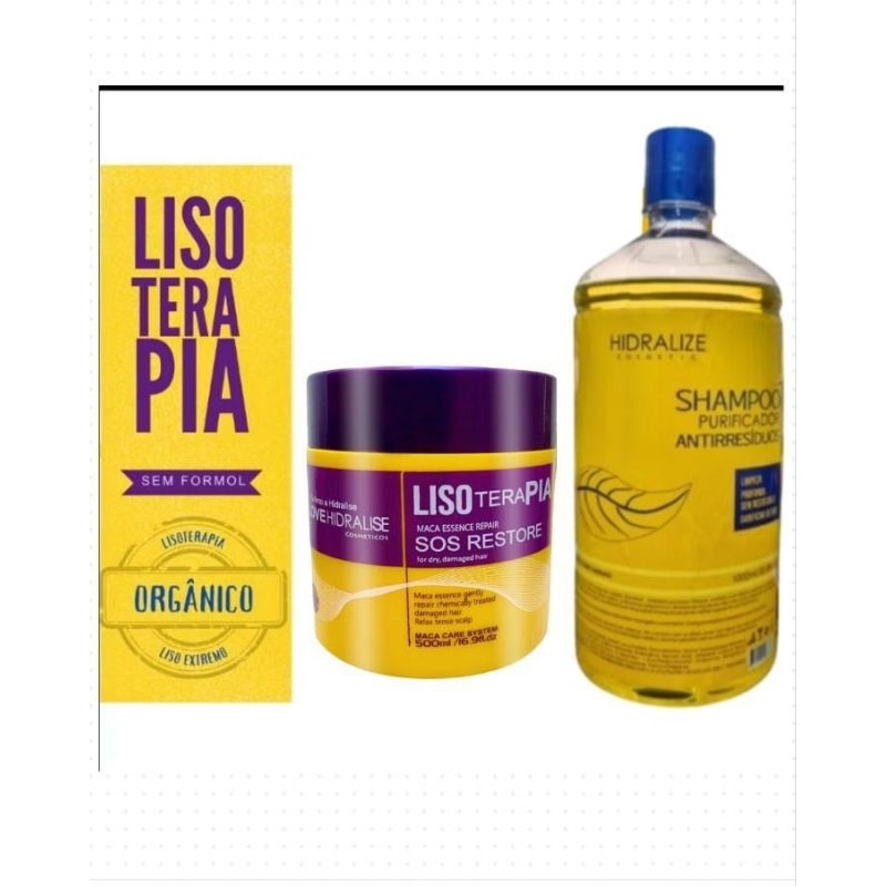 Máscara Colágeno Capilar Lisoterapia + Shampoo Hidralize anti residuos de 1 Litro em Oferta na Shopee