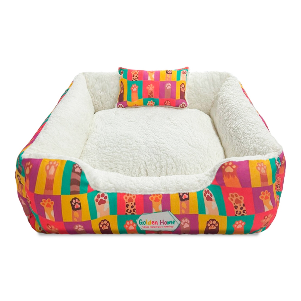 Kit Caminha Pet 2pcs Cama Cachorro Gato 60x60 Média Sherpa Zíper