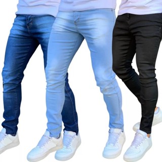 kit 3 calças jeans masculina skinny  com elastano linha premium promoção NF