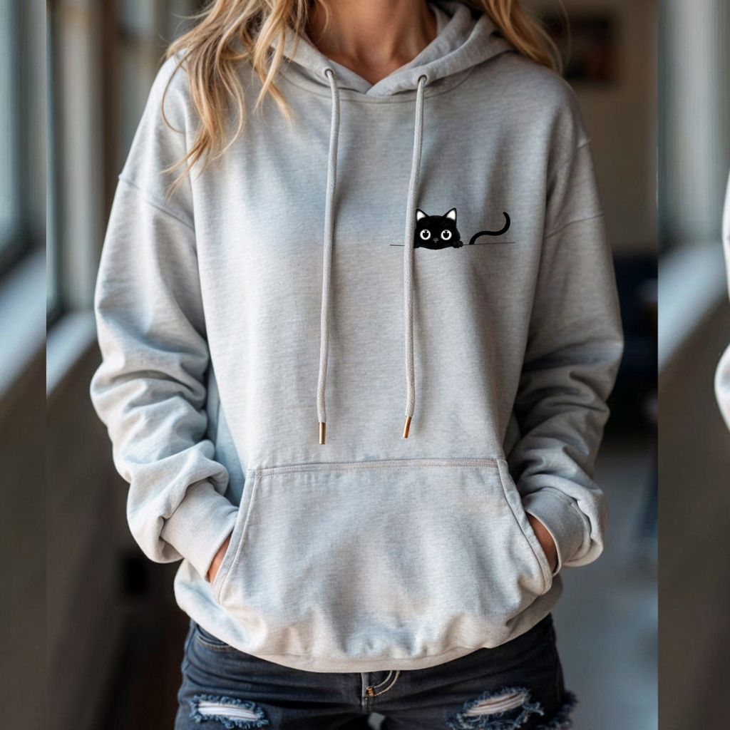 Moletom Canguru Blusa De Frio Inverno Moletom Feminino Capuz Blusao Unissex Fofinho Estampado Gato em Oferta na Shopee