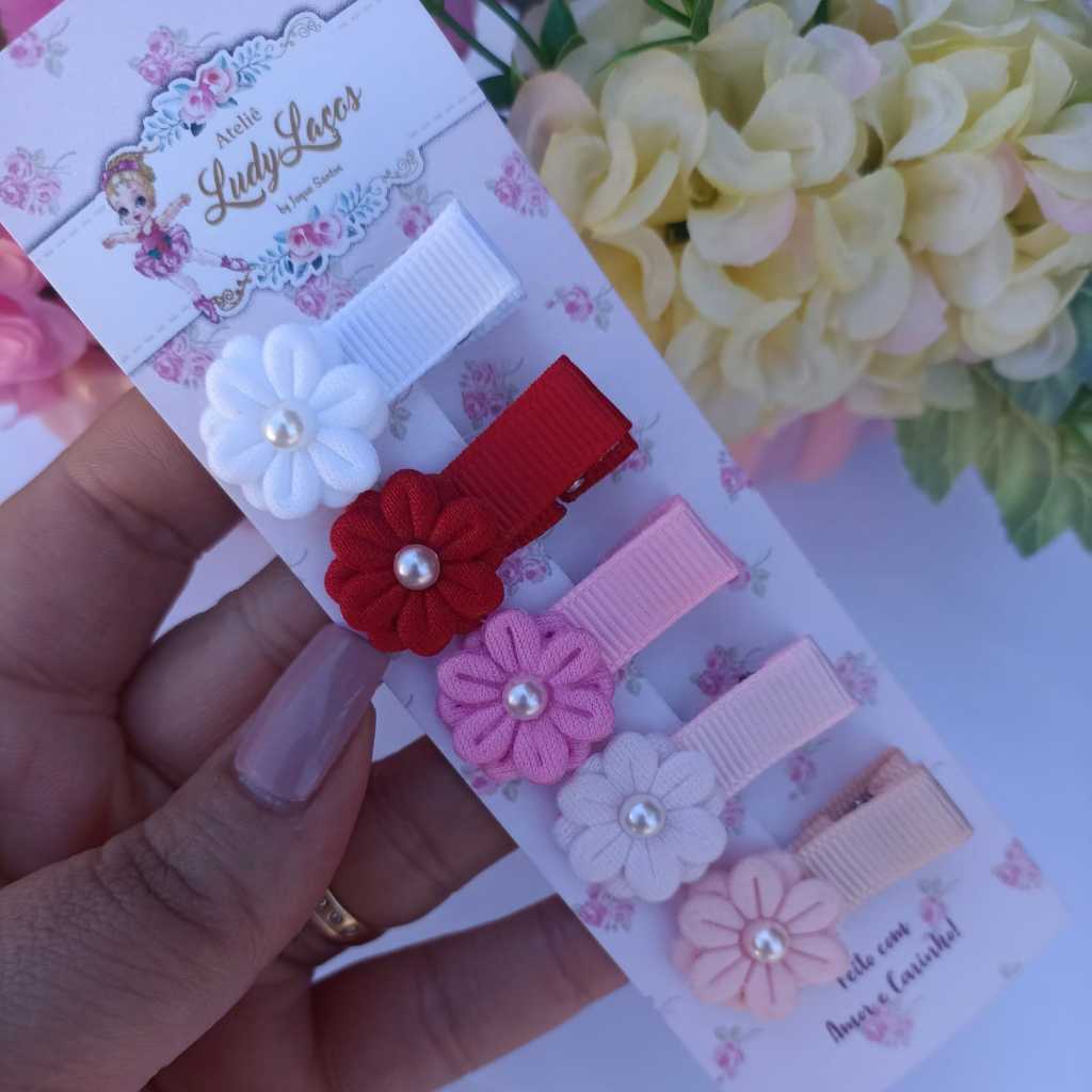 Kit 5 mini presilhas para bebê com borrachinha antideslizante bico de pato para bebe 100% encapado em Oferta na Shopee