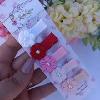 Kit 5 mini presilhas para bebê com borrachinha antideslizante bico de pato para bebe 100% encapado em Oferta na Shopee