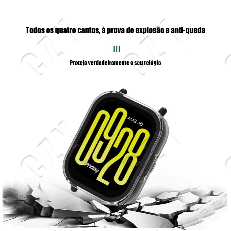 W.BILL Capa Case Bumper para Smartwatch C/Película Potetora para Redmi Watch 5/5 Lite/5 Active