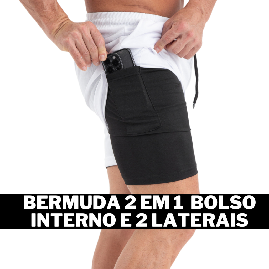 kit 2 Bermudas Academia Masculina de Alta Compressão Kaizen Sports ACADEMIA sports