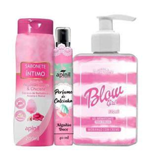 KIT Blow Girl Gel Hidratante Aroma Morango + Sabonete Íntimo + Perfume de Calcinha ALGODÃO DOCE em Oferta na Shopee