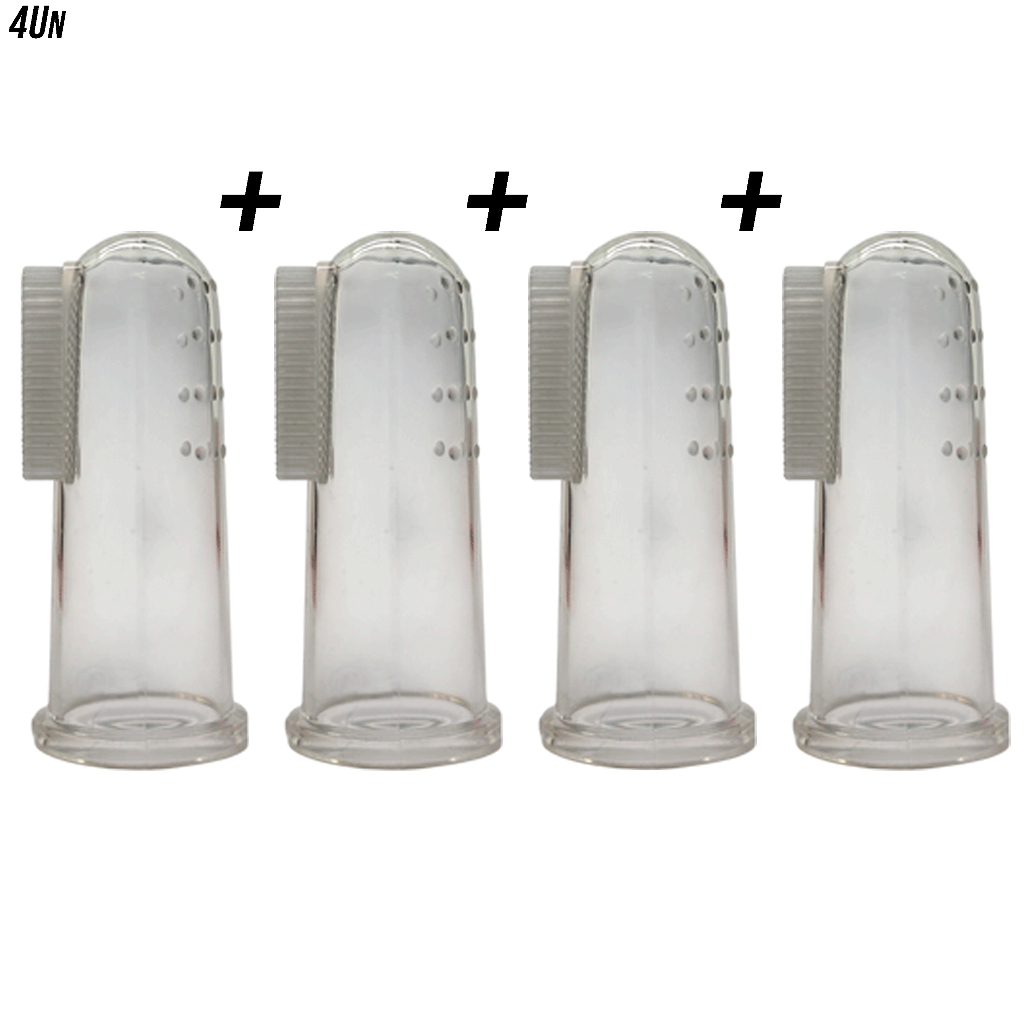 Kit 2 a 4 Escova De Dentes Infantil Dedeira De Dedo C/ Cerdas Macias De Silicone P/ Bebês