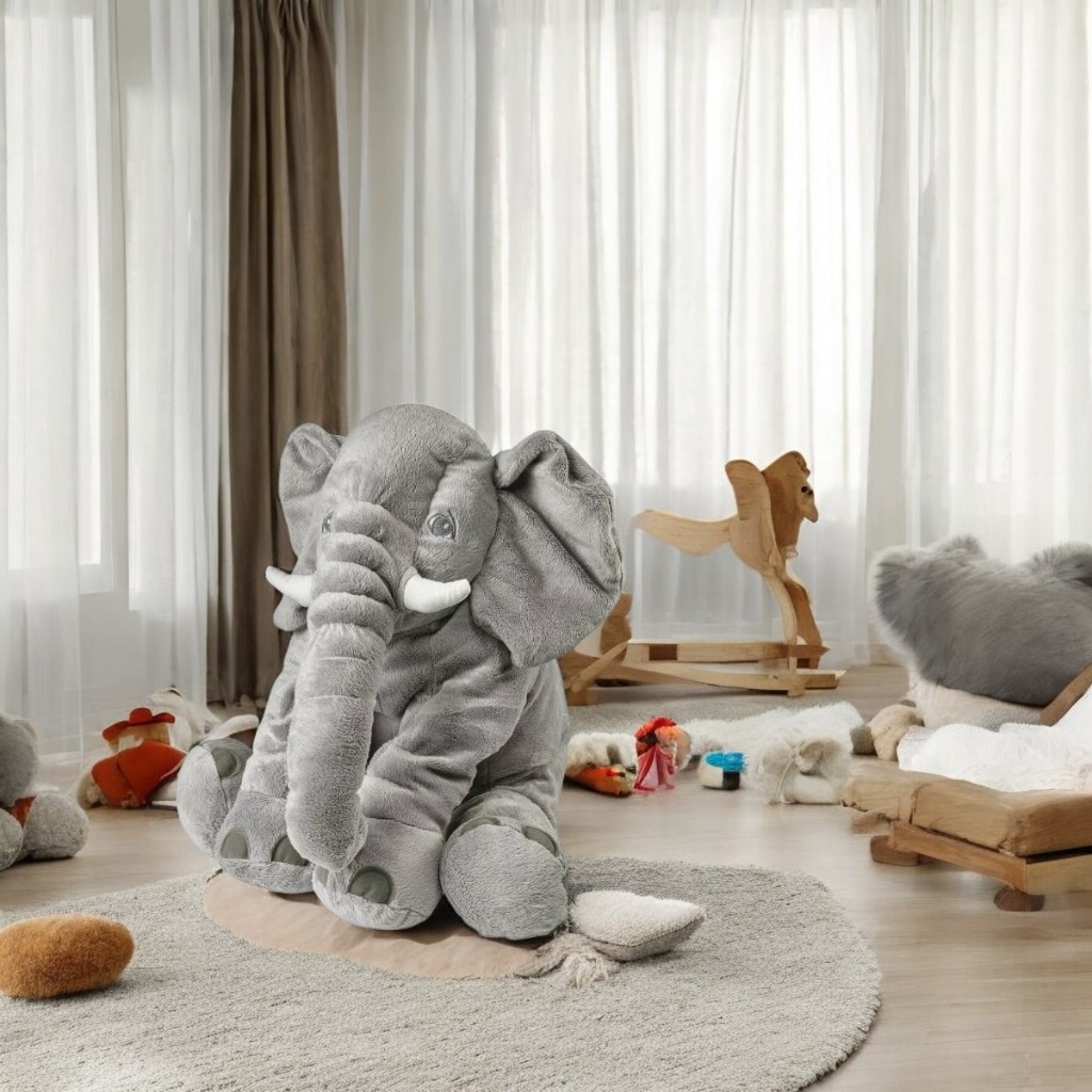 Almofada Elefante de Pelúcia 60cm Travesseiro Grande  Antialérgico Bebê Dormir Amamentar S...