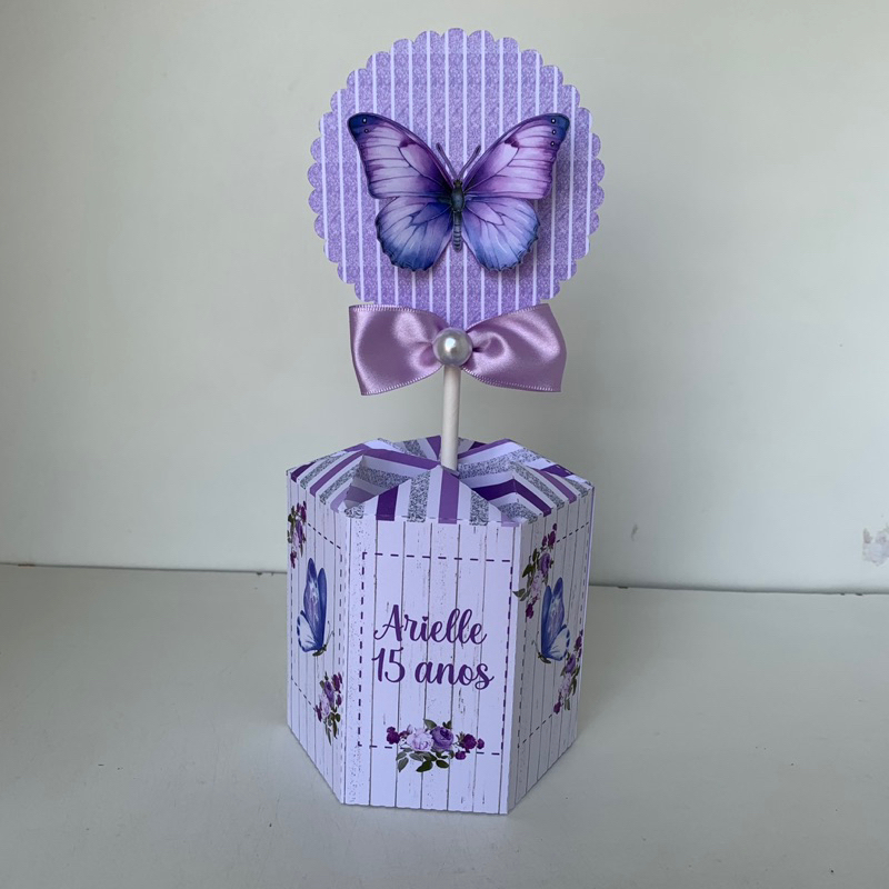 Centro de Mesa Personalizado-Jardim Encantado | Borboletas  Lilás | Festa Infantil | 15 anos PEGUE E MONTE #1