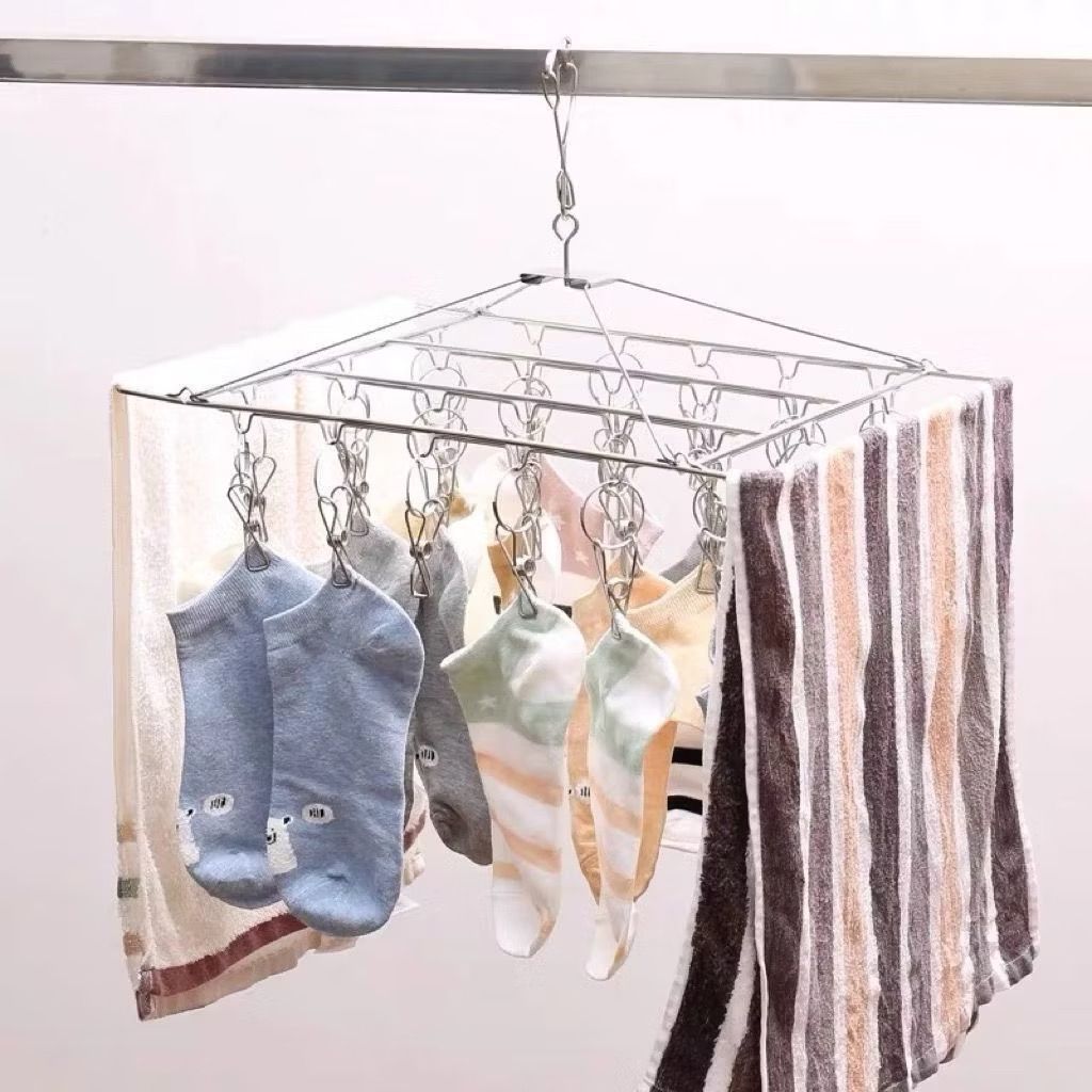 Cabide De Roupa À Prova De Vento De Aço Inoxidável Varal Meia Toalha 20/30/40 Prendedores