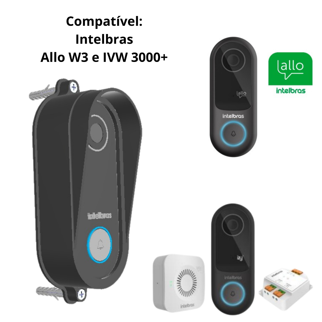 Proteção / Protetor Roubo Chuva para Campainha Eletrônica Vídeo Porteiro - Intelbrás Allo w3 e IVW 3000+ (Simples)