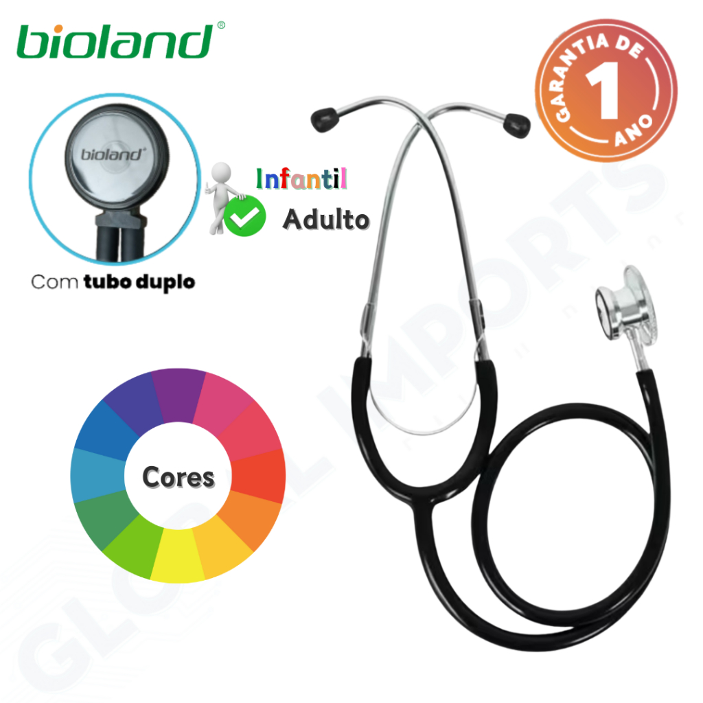 Estetoscópio Profissional Premium Duplo Original Bioland Adulto Infantil