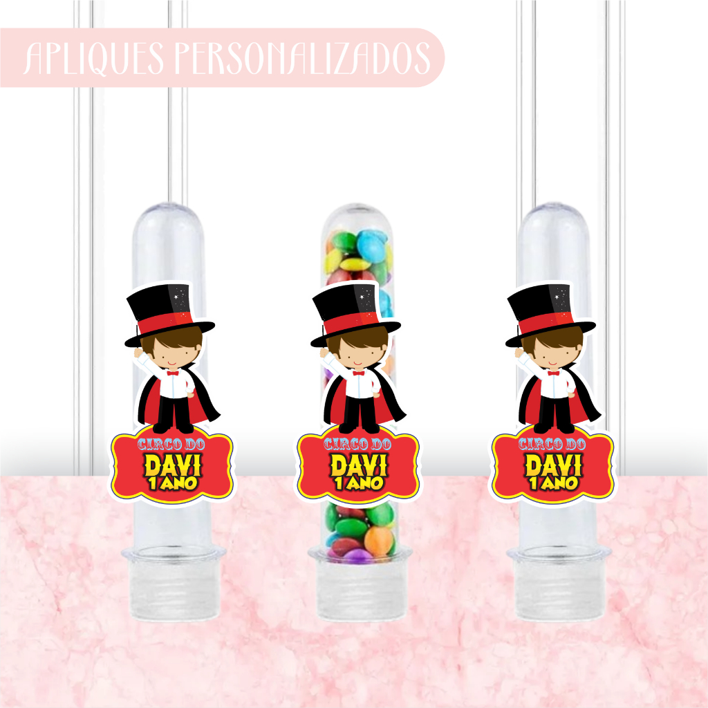 Apliques Personalizados para Tubetes Circo -Lembrancinhas-Festa infantil-Aniversário-Papelaria