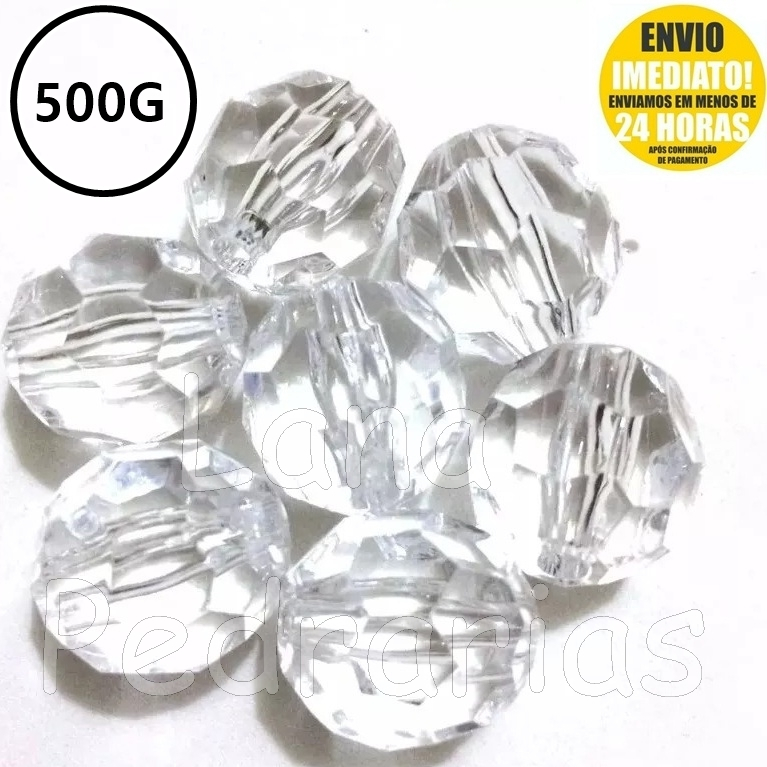 Pedrarias Cristal Facetado Acrílico 500gr 8mm 10mm 12mm 14mm Melhor Preço Luxo