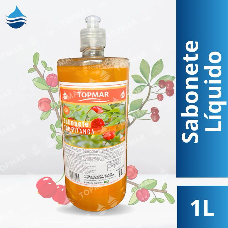 Sabonete líquido perolizado Pitanga TOPMAR - 1 litro ( com Tampa Push Pull) em Oferta na Shopee