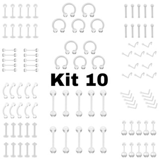 Kit 10 Piercing Silicone Transparente Flexíveis Ferradura Nariz Helix bioplast plástico unissex KA604 em Oferta na Shopee