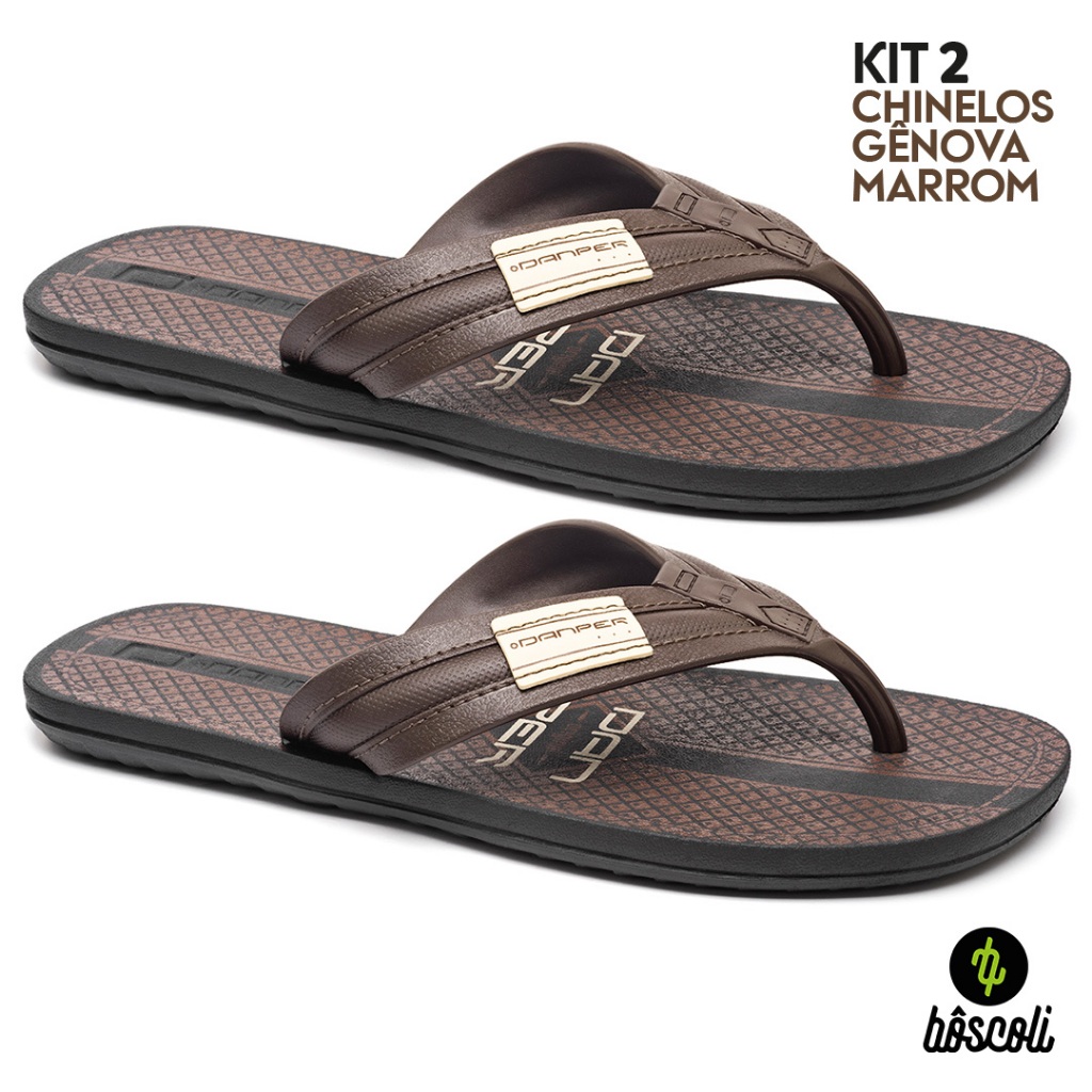 Kit 2 Chinelo de dedo Danper Original Masculino Adulto Genova Marrom