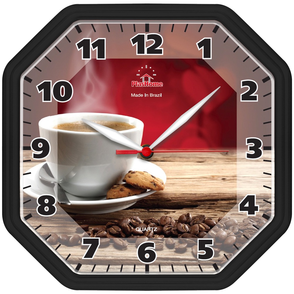Relógio de Parede Plashome Gama Preto Café Decoração Sala Cozinha Escritório Oitavado em Oferta na Shopee