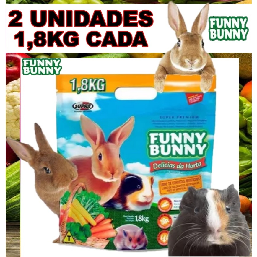 2 Rações Funny Bunny 1,8KG Delicias da horta  para Hamster, Porquinho da India, Coelho E Roedores. em Oferta na Shopee