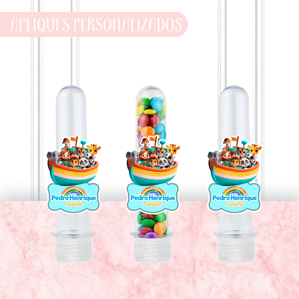 Apliques Personalizados para Tubetes Arca de Noé -Lembrancinhas-Festa infantil-Aniversário-Papelaria