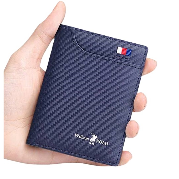Carteira Willian Polo 100% Original Slim Novo Modelo 3D Azul Marinho