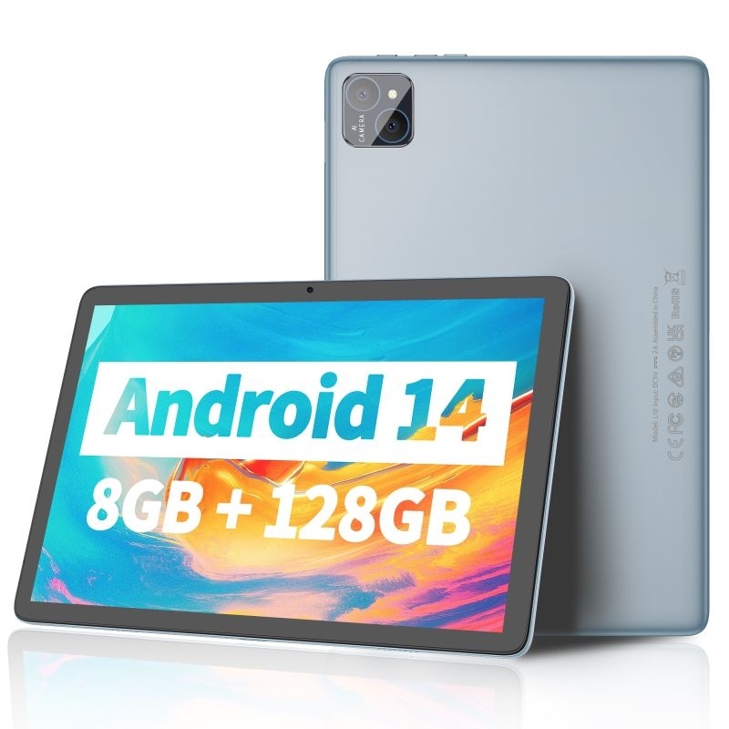 Tablet PRITOM Android 14 tela 10 polegadas 128GB de memória bateria de 8000mAh com câmera dupla