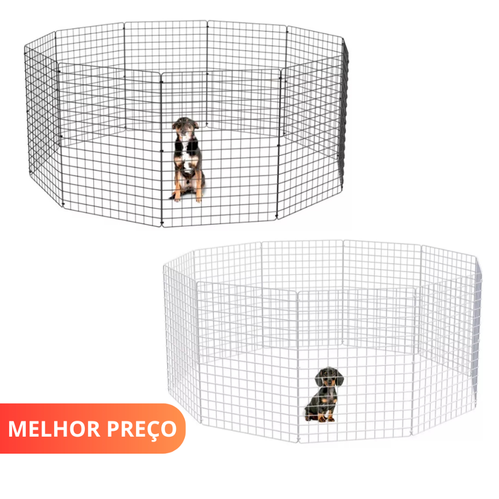 Cercadinho Pet Móvel Dobrável 10 Telas 180x120x80 Altura Branco ou Preto em Oferta na Shopee