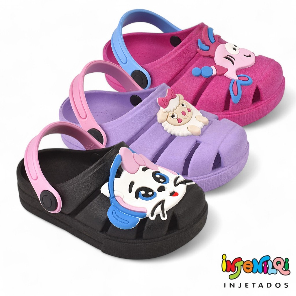 Sandalia Babuche Papete Chinelo Infantil Menina Com Personagem Confortavel Resistente E Seguro