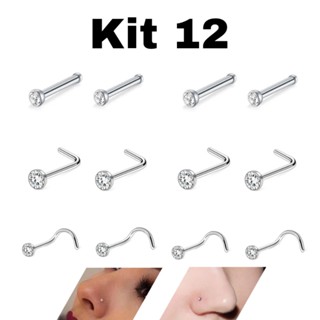 Kit 12 Piercing Nostril Ponto de Luz Multicolorido | de Nariz Piercing aba Nasal KA609 em Oferta na Shopee