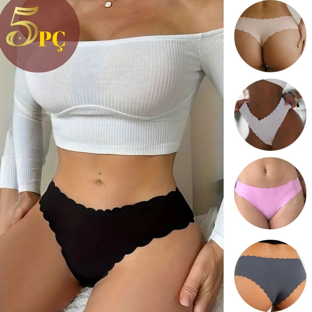 KIT 5 CALCINHA CONFORT 2025 TANGA CORTE A LAZER NÃO MARCA ROUPA LINGERIE JAPONEZA SEDA RESPIRAVEL