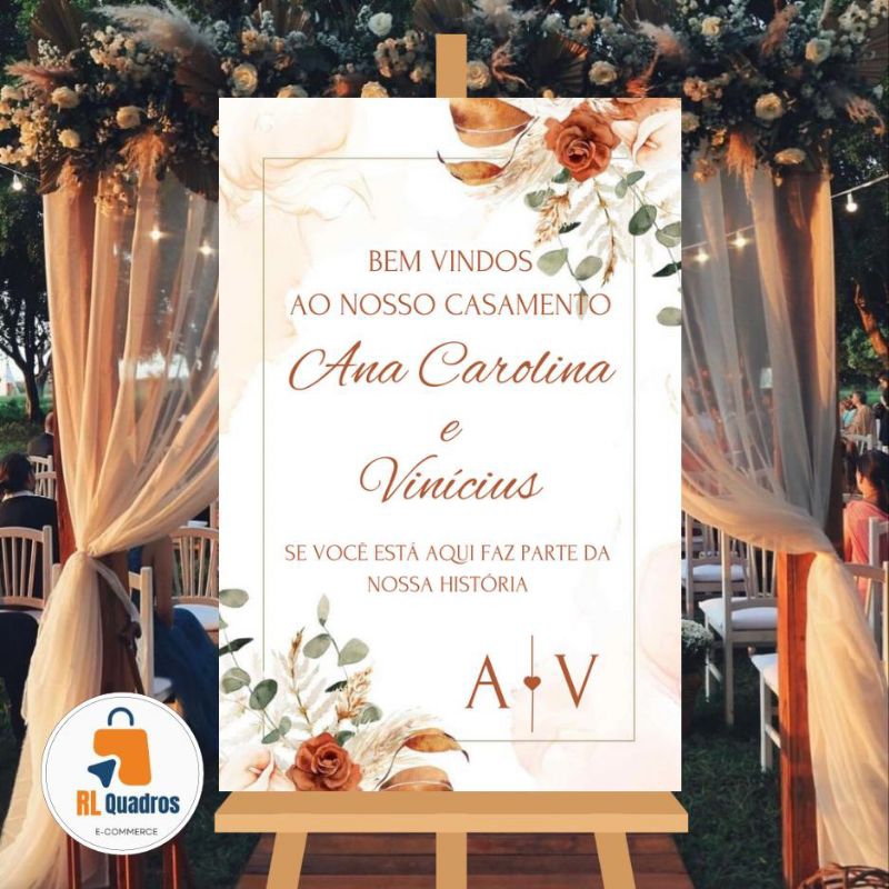 Placa Decorativa Personalizada Entrada Casamento Terra Cota