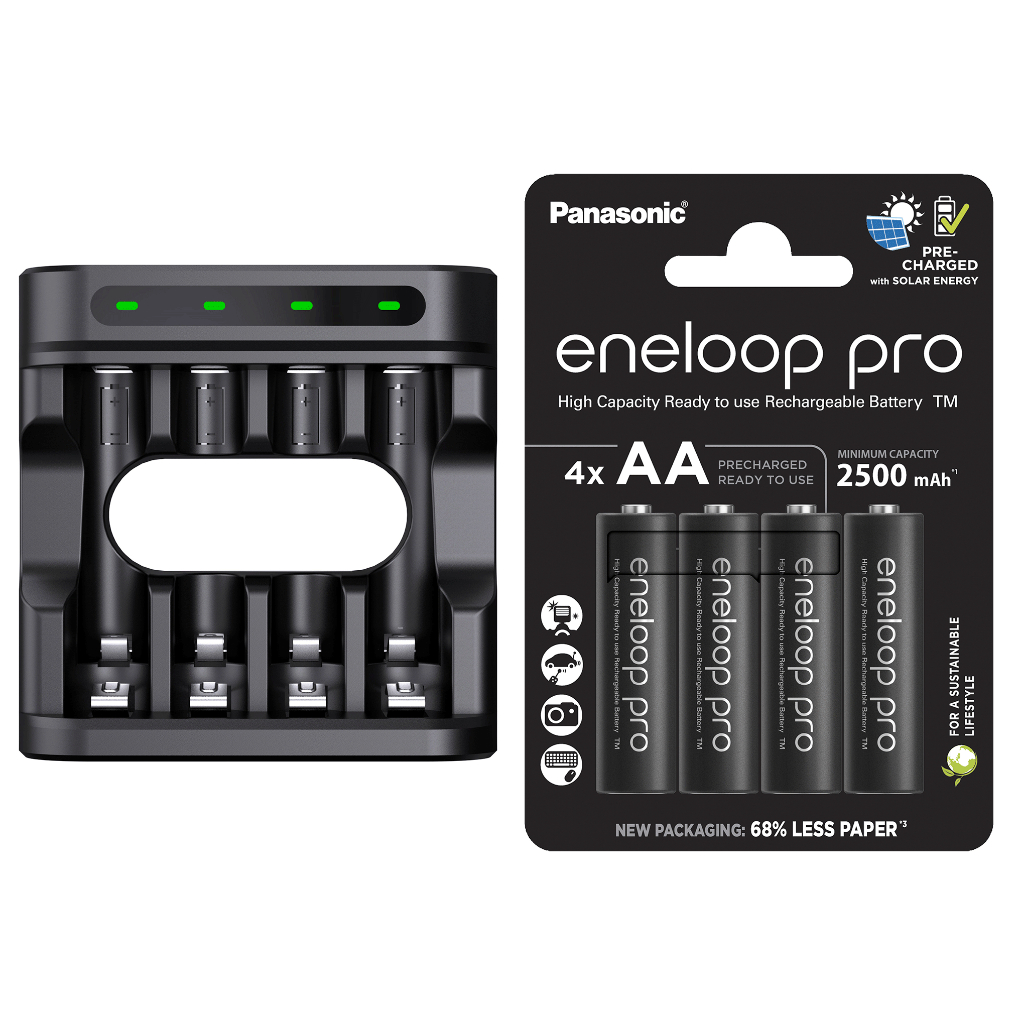 Carregador Enercell 4-LN com 4 pilhas AA Recarregáveis da Eneloop Pro em Oferta na Shopee