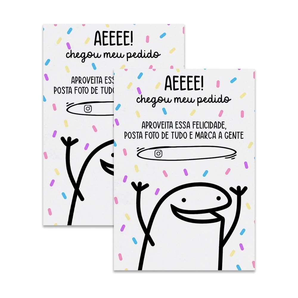 Card Agradecimento Unidades Ideal para Loja Meme Flork Bento Ae! Chegou Meu Pedido Posta