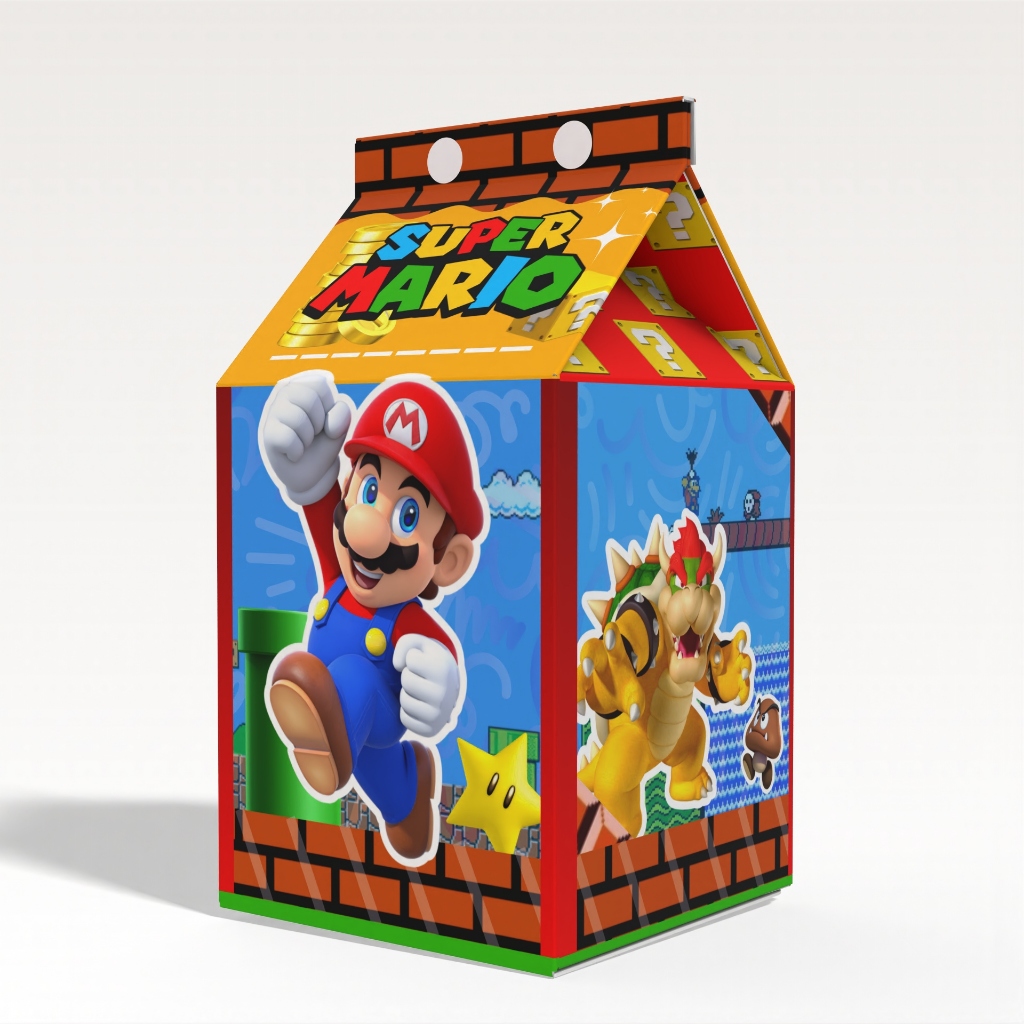 Caixinha Milk Super Mario Jogo para Festa Personalizada - Lembrancinha para Festa