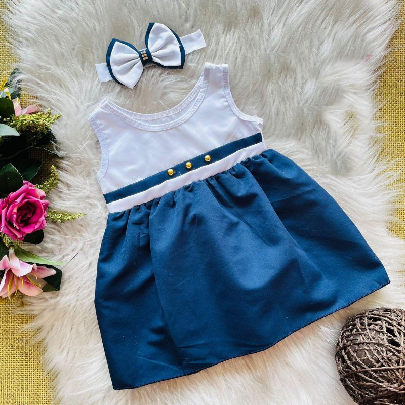 vestido infantil de menina + tiara para bebê menina Roupas de bebê festa passeio calor