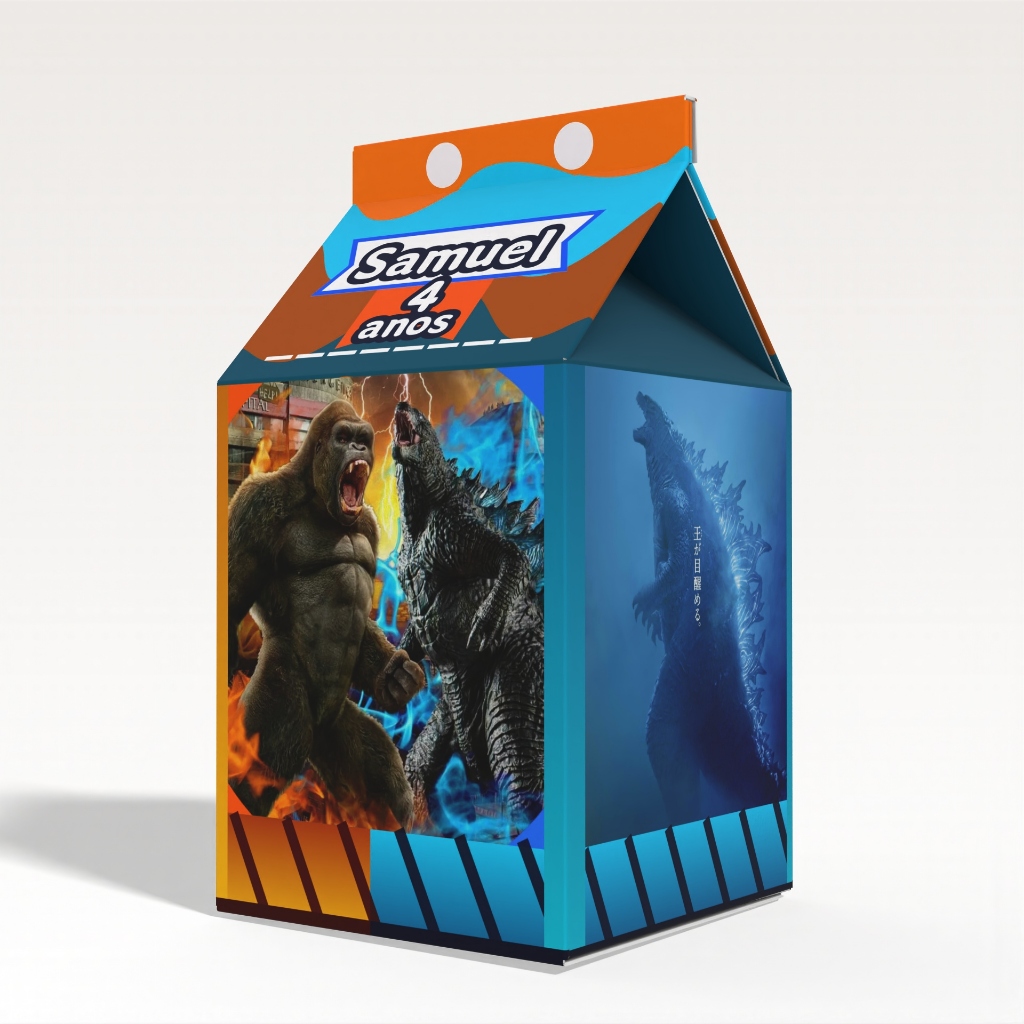 Caixinha Milk Kong e Godzilla para Festa Personalizada - Lembrancinha para Festa em Oferta na Shopee
