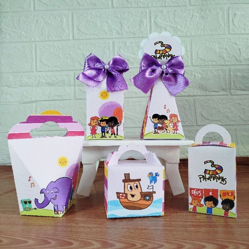 Kit Caixinhas Personalizadas Lembrancinhas 3 Palavrinhas Menina-Pegue e Monte